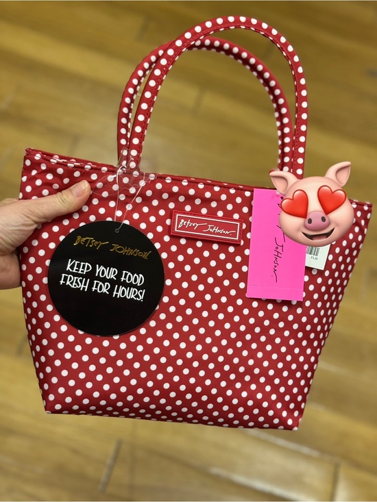 Betsey Johnson Handbags - Betsey Johnson Red and White Polka Dot Insulated Tote